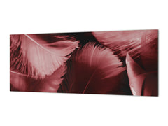 Stylish glass backsplash - Photo glass upstand BBS31 w/wo magnetic properties : Textures series : White and red feathers