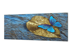 Stunning glass wall art - Wide format kitchen backsplash BBS32 w/wo magnetic properties : Animals series : Tropical butterfly 1