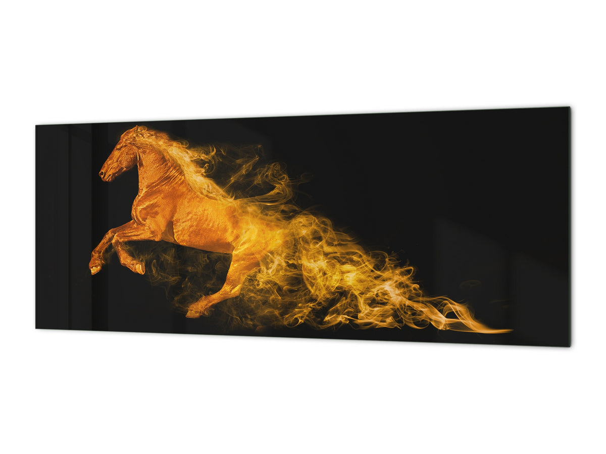 Stunning glass wall art - Wide format kitchen backsplash BBS32 w/wo magnetic properties : Animals series : Wild horse