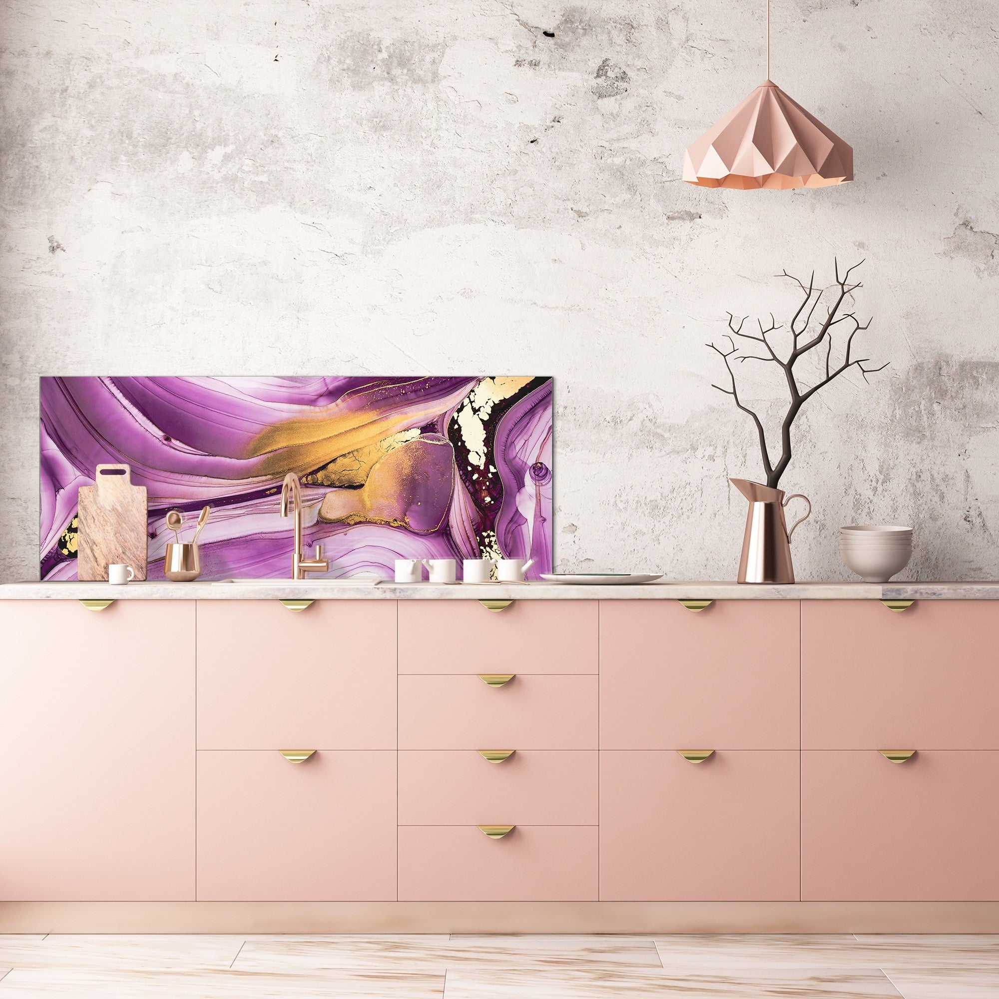 Contemporary glass kitchen panel - Wide format wall backsplash BBS30 w/wo magnetic properties : Art. Series : Liquid colours 4