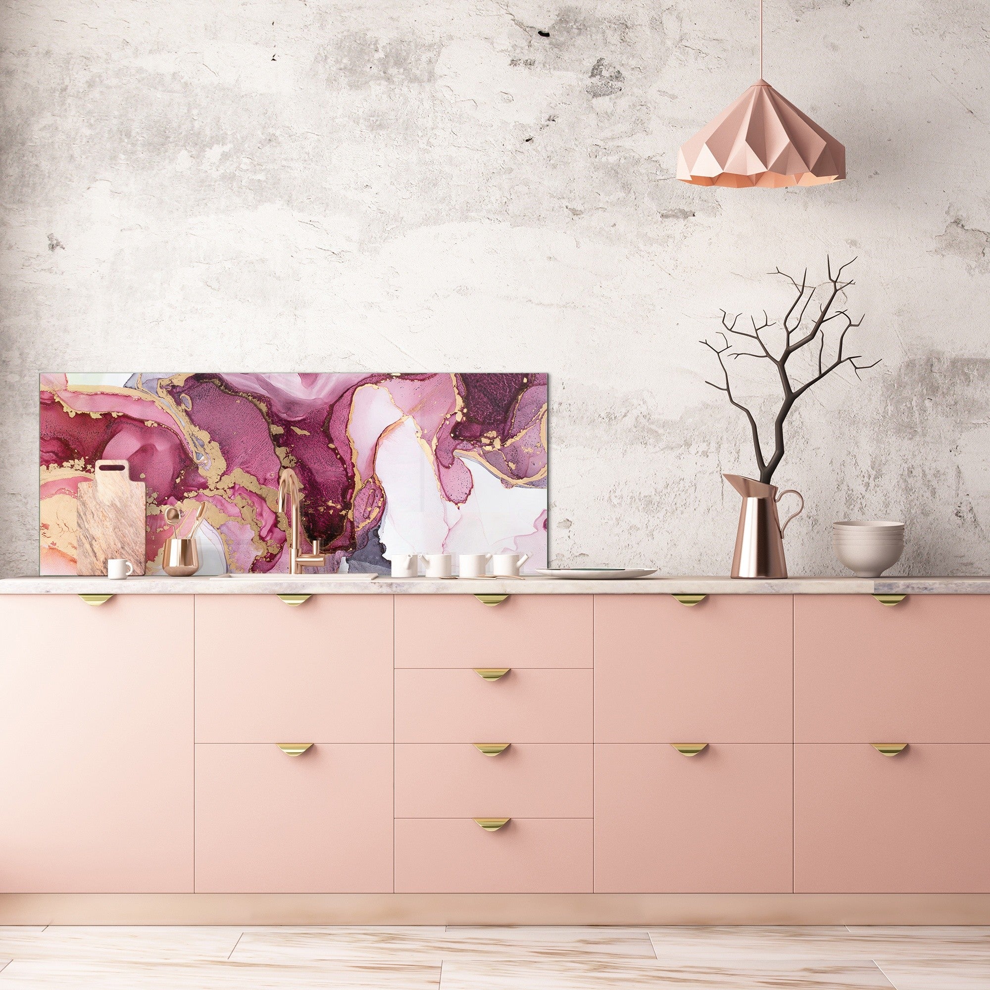 Contemporary glass kitchen panel - Wide format wall backsplash BBS30 w/wo magnetic properties : Art. Series : Liquid colours 5