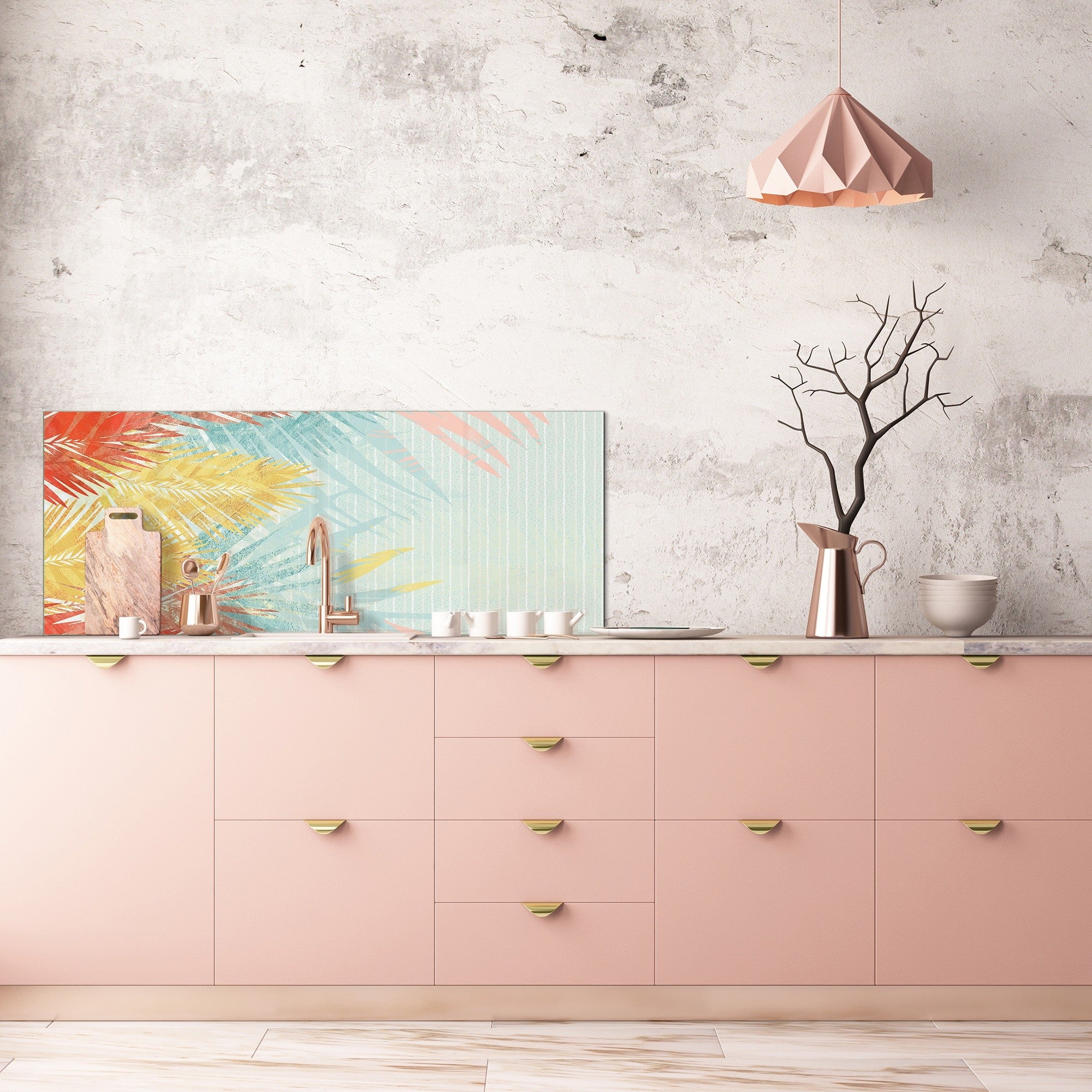 Design glass backsplash - Tempered Glass BBS29 splashback w/wo magnetic properties : Nature Series : Botanical wall art.