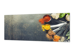 Toughened printed glass backsplash - Kitchen wall splashback BBS33 w/wo magnetic properties : Herbs and spices series : Curry spices