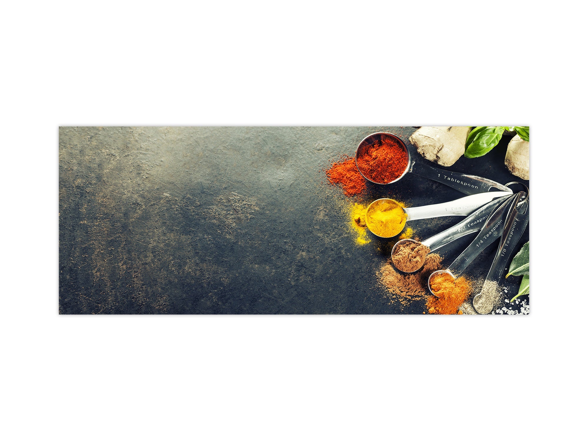 Toughened printed glass backsplash - Kitchen wall splashback BBS33 w/wo magnetic properties : Herbs and spices series : Curry spices