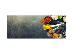 Toughened printed glass backsplash - Kitchen wall splashback BBS33 w/wo magnetic properties : Herbs and spices series : Curry spices