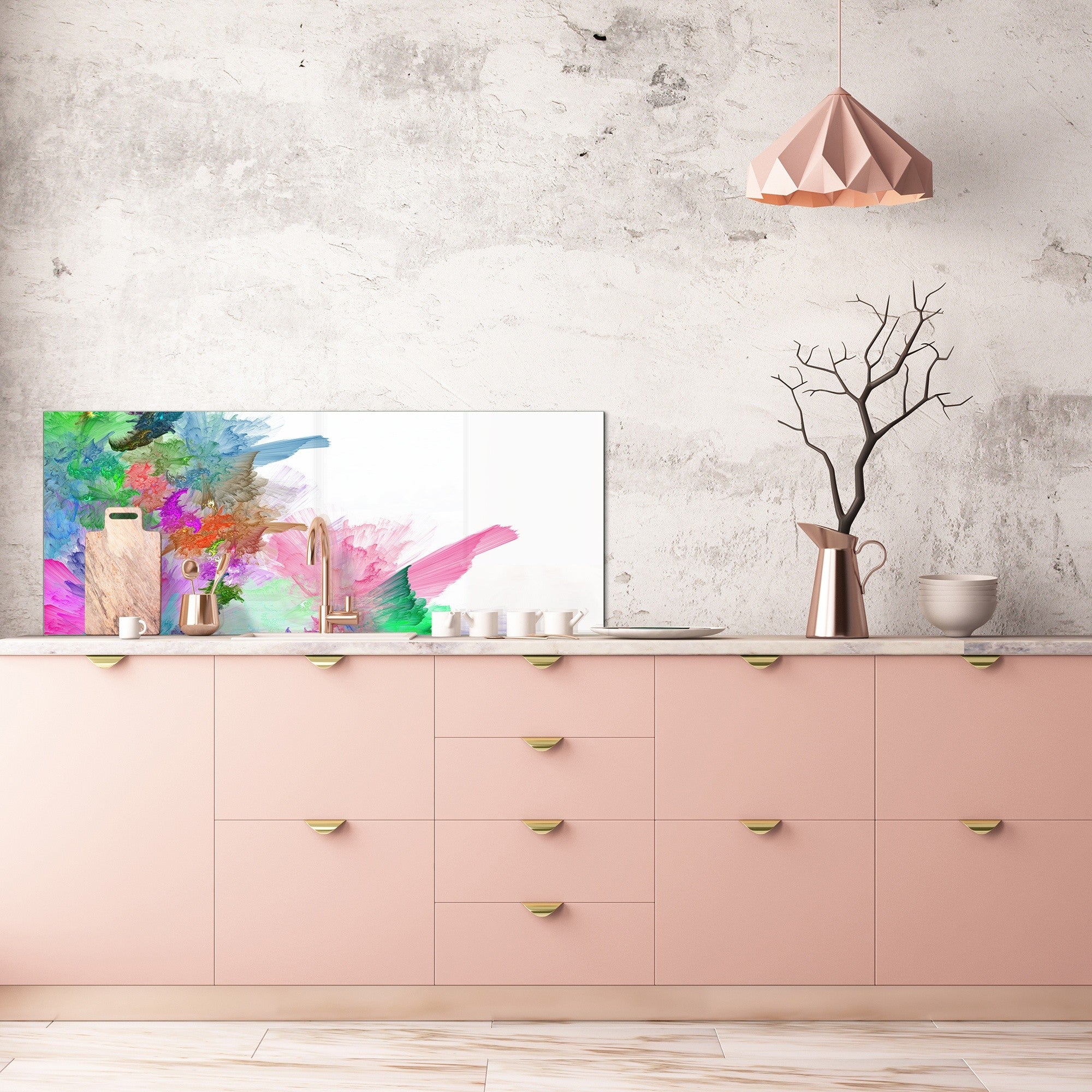 Stylish glass backsplash - Photo glass upstand BBS31 w/wo magnetic properties : Textures series : Colourful background