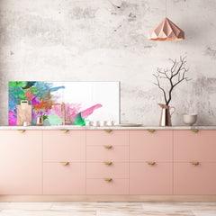 Stylish glass backsplash - Photo glass upstand BBS31 w/wo magnetic properties : Textures series : Colourful background