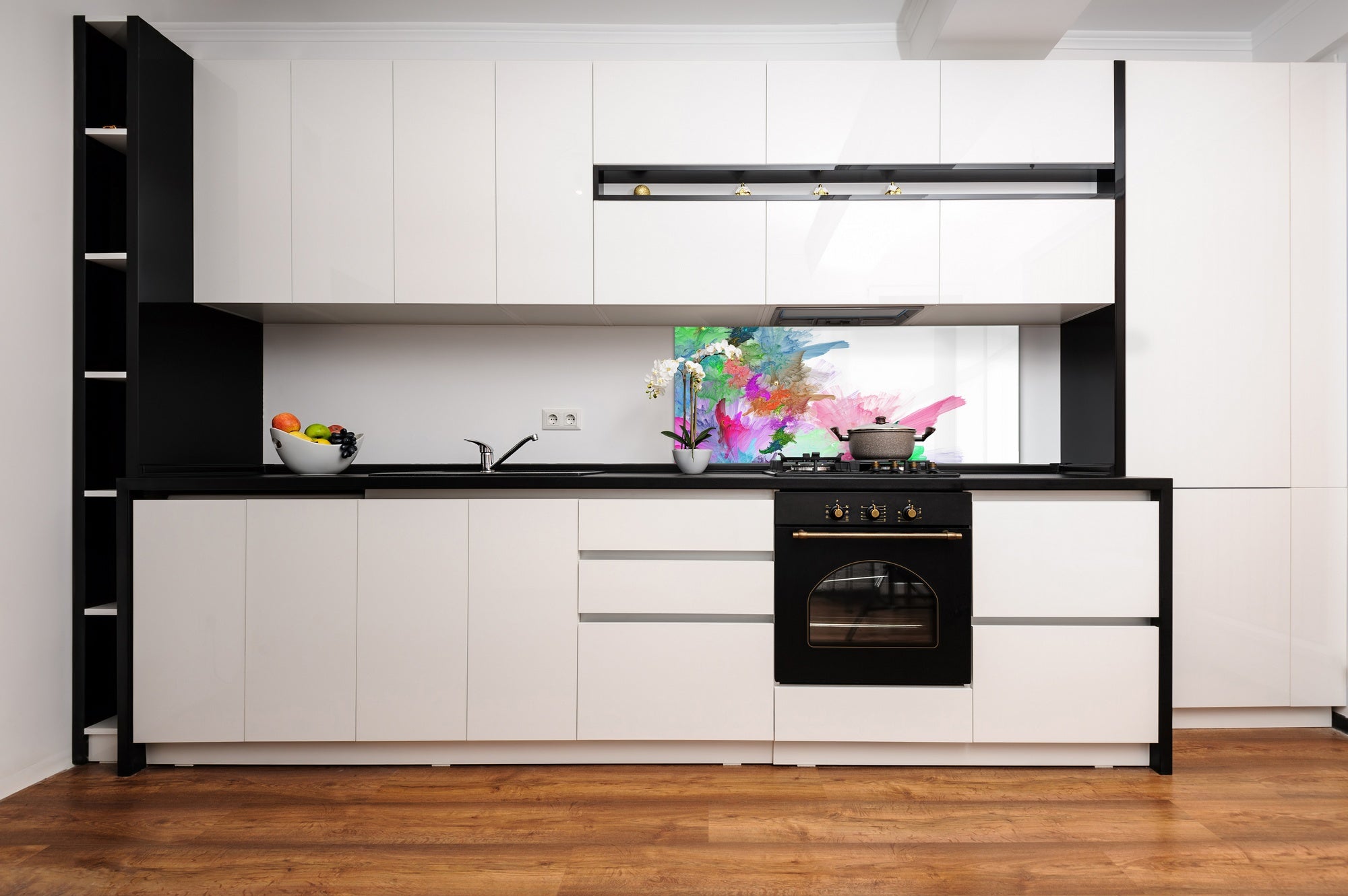 Stylish glass backsplash - Photo glass upstand BBS31 w/wo magnetic properties : Textures series : Colourful background