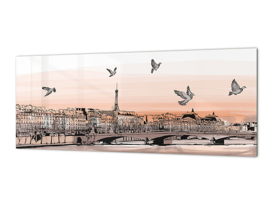 Wide format Wall panel - Design backsplash BBS34 w/wo magnetic properties : Miscellaneous series : Landscape of Paris