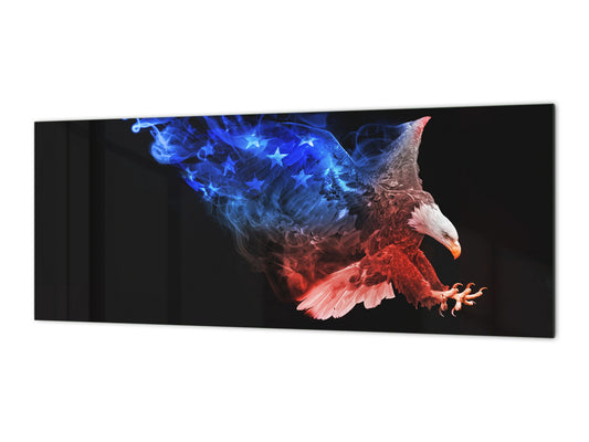 Stunning glass wall art - Wide format kitchen backsplash BBS32 w/wo magnetic properties : Animals series : Colourful eagle