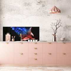 Stunning glass wall art - Wide format kitchen backsplash BBS32 w/wo magnetic properties : Animals series : Colourful eagle