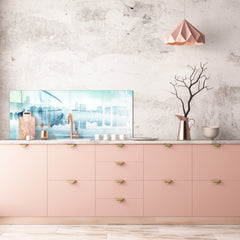 Wide format Wall panel - Design backsplash BBS34 w/wo magnetic properties : Miscellaneous series : Abstract cityscape 1