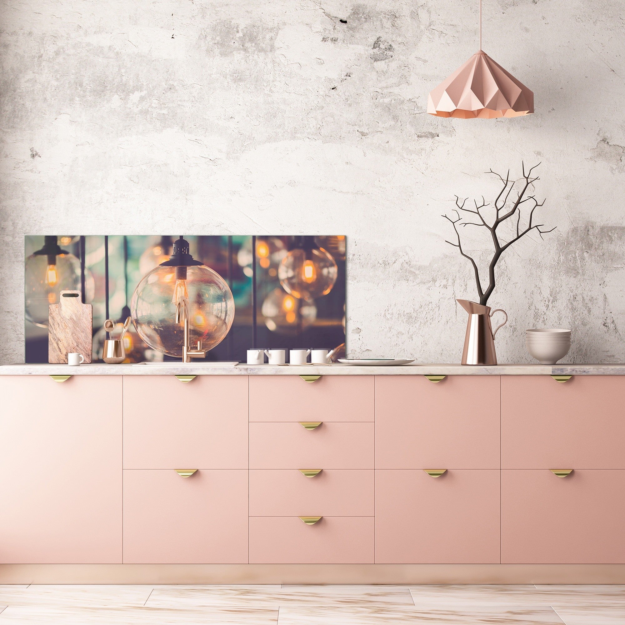 Wide format Wall panel - Design backsplash BBS34 w/wo magnetic properties : Miscellaneous series : Retro lamps