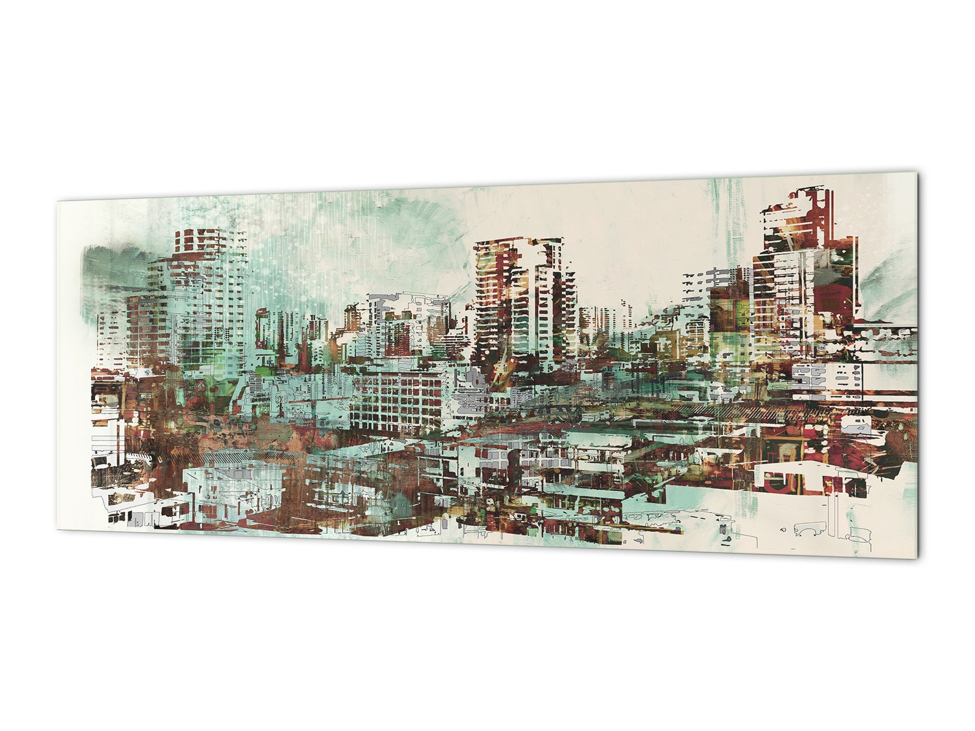 Wide format Wall panel - Design backsplash BBS34 w/wo magnetic properties : Miscellaneous series : Abstract cityscape 2