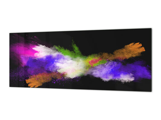 Contemporary glass kitchen panel - Wide format wall backsplash BBS30 w/wo magnetic properties : Art. Series : Colour explosion 3
