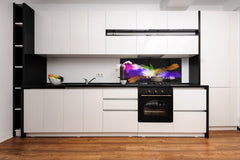 Contemporary glass kitchen panel - Wide format wall backsplash BBS30 w/wo magnetic properties : Art. Series : Colour explosion 3