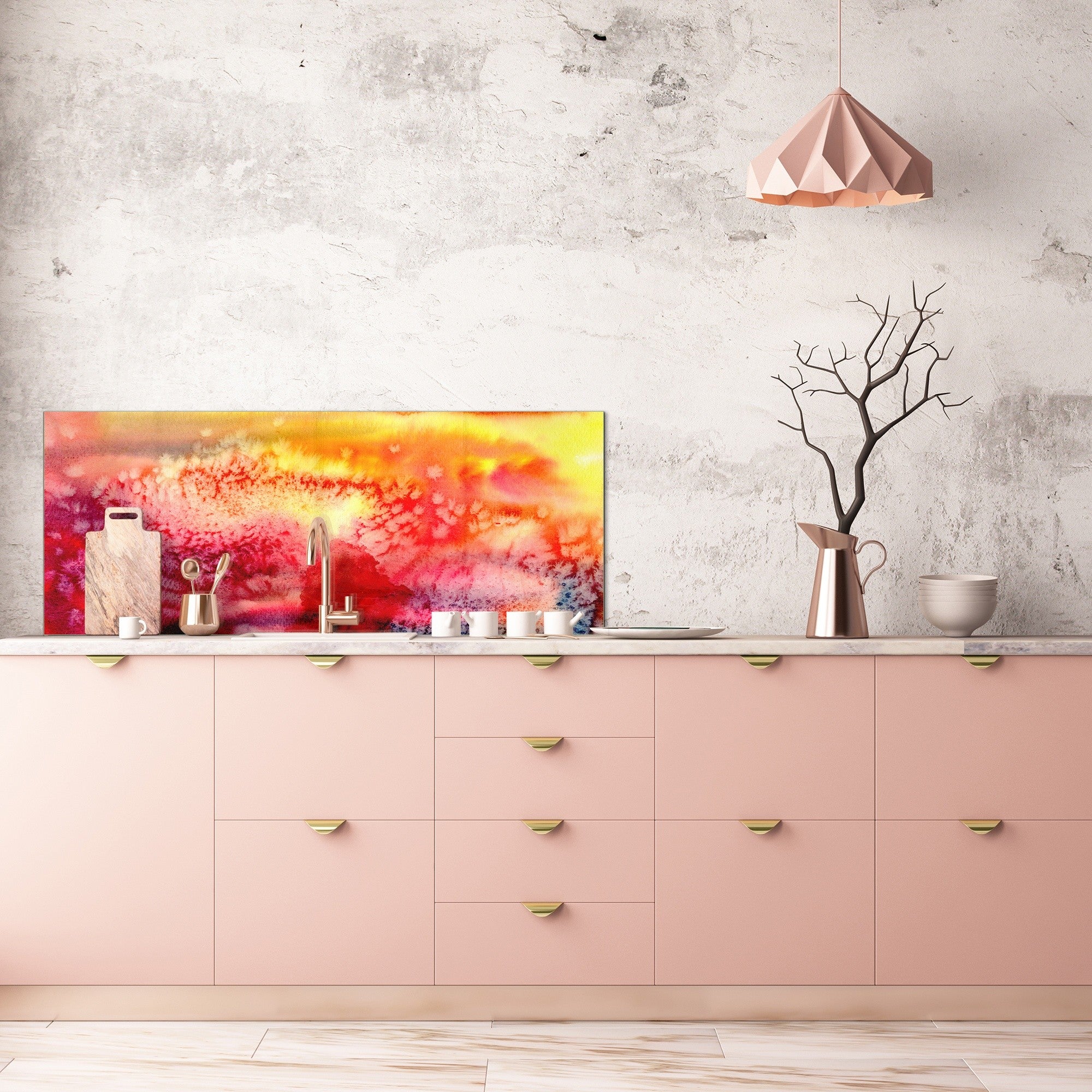 Stylish glass backsplash - Photo glass upstand BBS31 w/wo magnetic properties : Textures series : Abstract multicoloured background