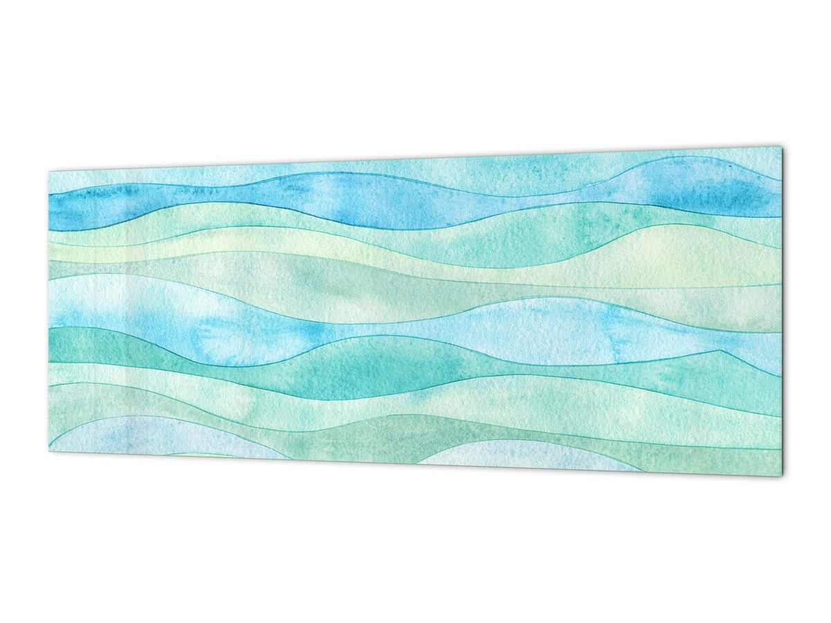 Contemporary glass kitchen panel - Wide format wall backsplash BBS30 w/wo magnetic properties : Art. Series : Watercolour waves