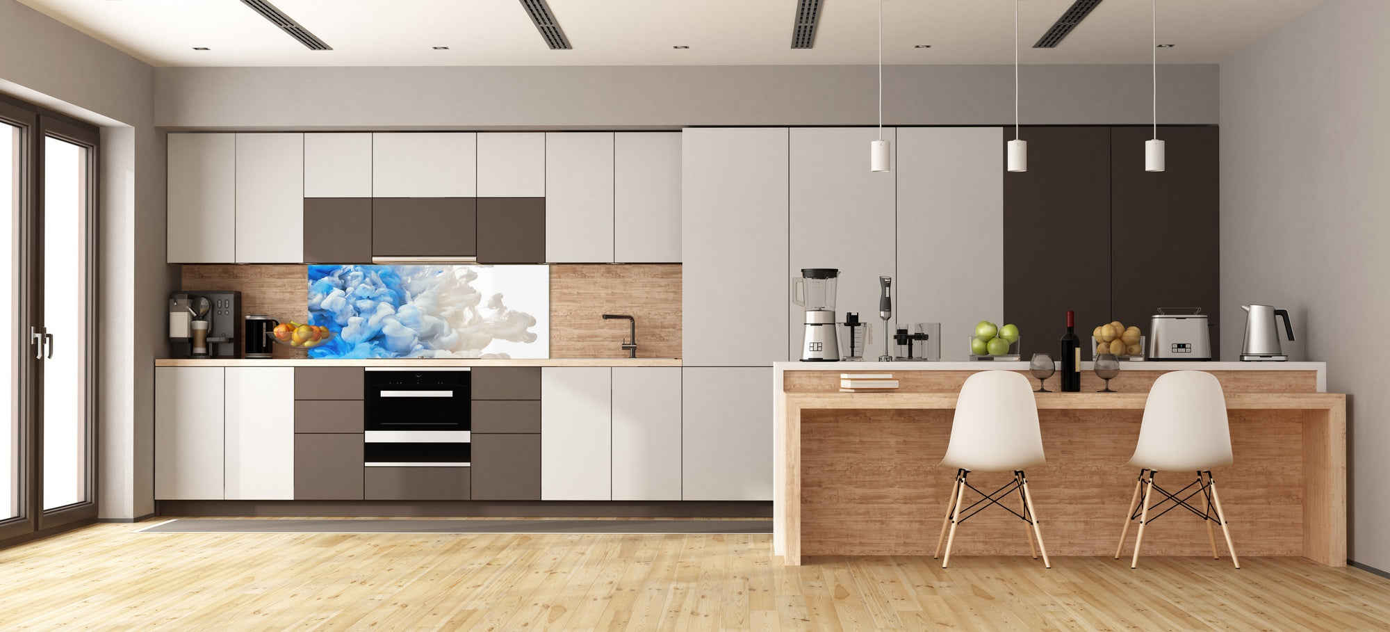 Contemporary glass kitchen panel - Wide format wall backsplash BBS30 w/wo magnetic properties : Art. Series : Paint explosion