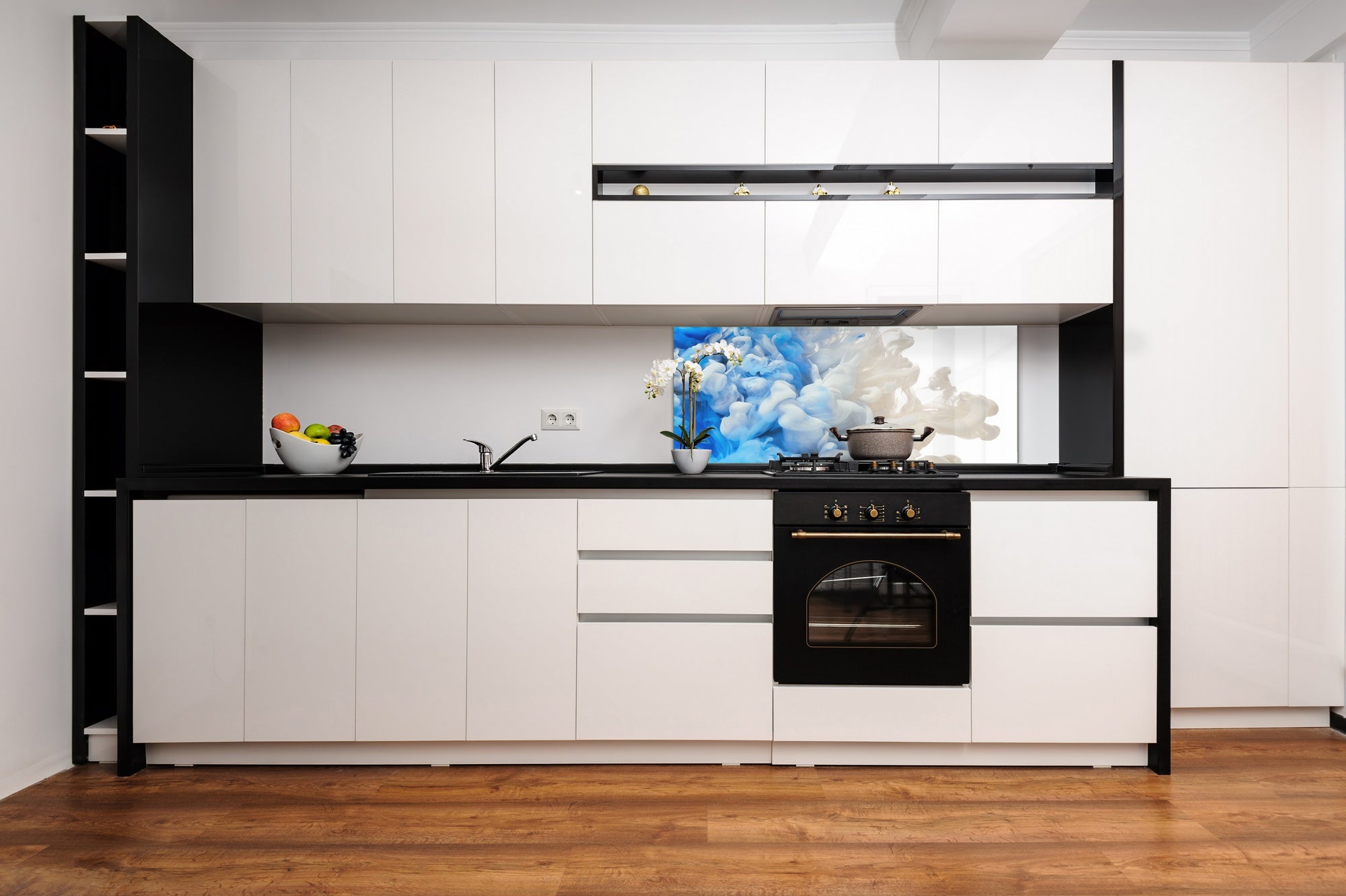 Contemporary glass kitchen panel - Wide format wall backsplash BBS30 w/wo magnetic properties : Art. Series : Paint explosion