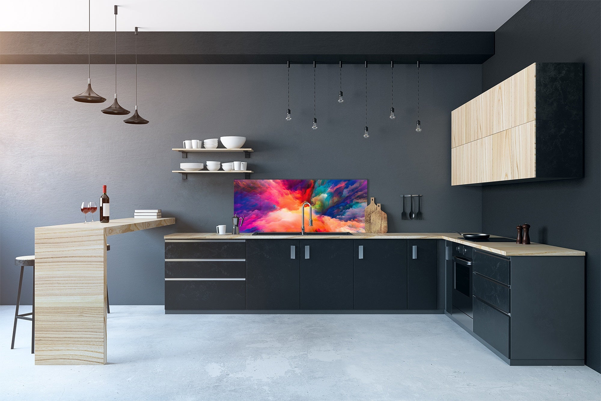 Stylish glass backsplash - Photo glass upstand BBS31 w/wo magnetic properties : Textures series : Colours splash