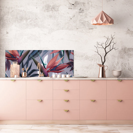 Stylish glass backsplash - Photo glass upstand BBS31 w/wo magnetic properties : Textures series : Tropical wallpaper 3