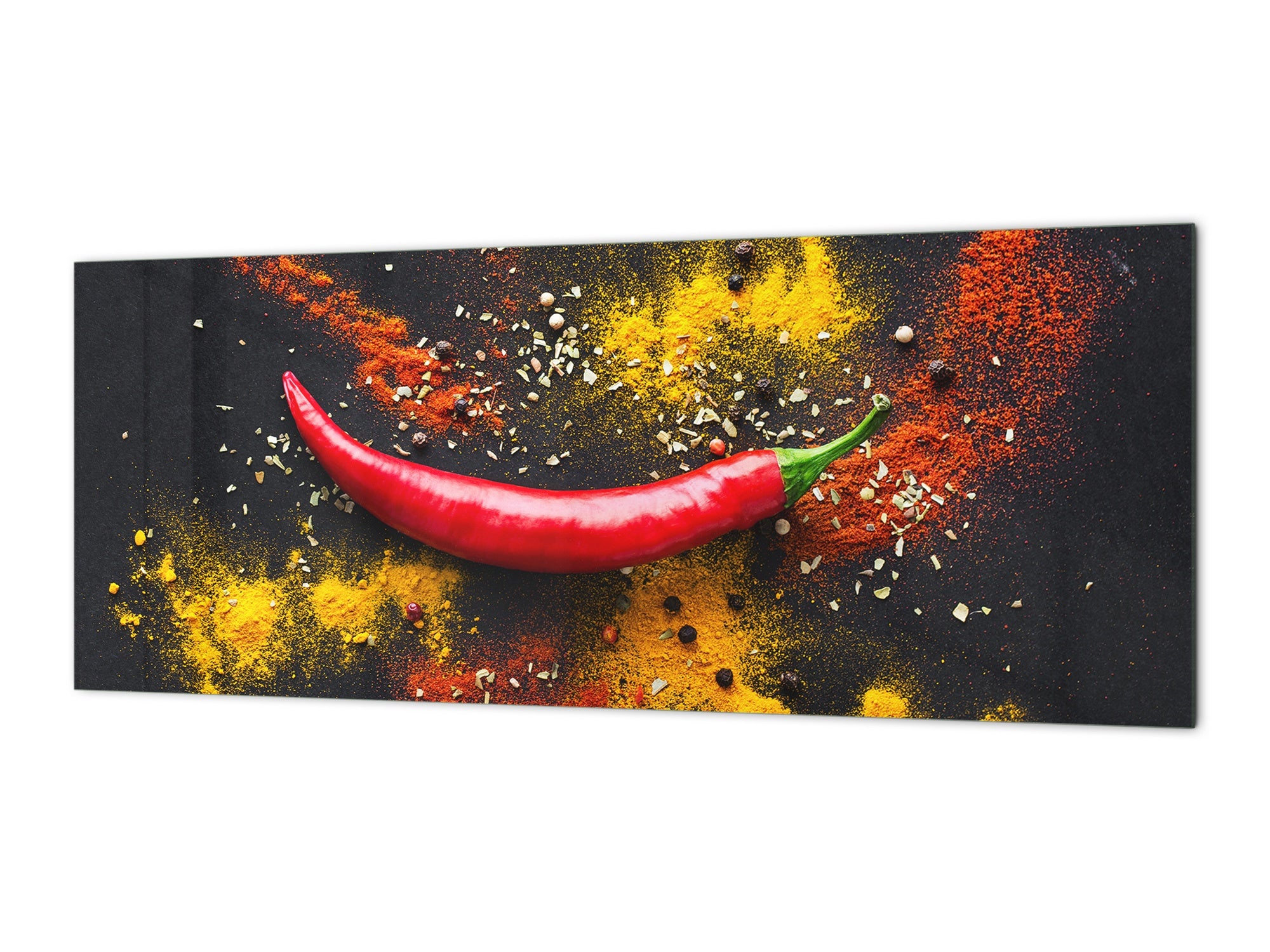 Toughened printed glass backsplash - Kitchen wall splashback BBS33 w/wo magnetic properties : Herbs and spices series : Chilli pepper