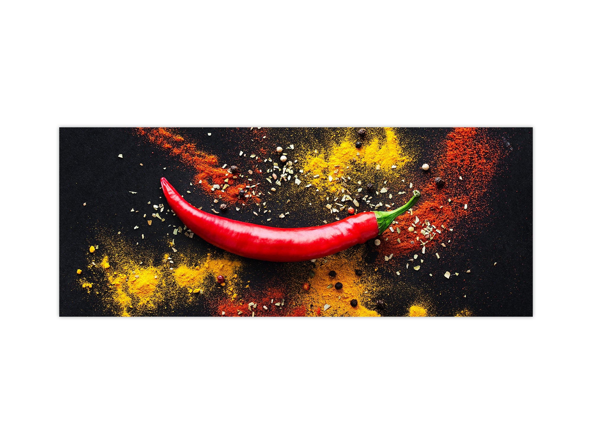 Toughened printed glass backsplash - Kitchen wall splashback BBS33 w/wo magnetic properties : Herbs and spices series : Chilli pepper