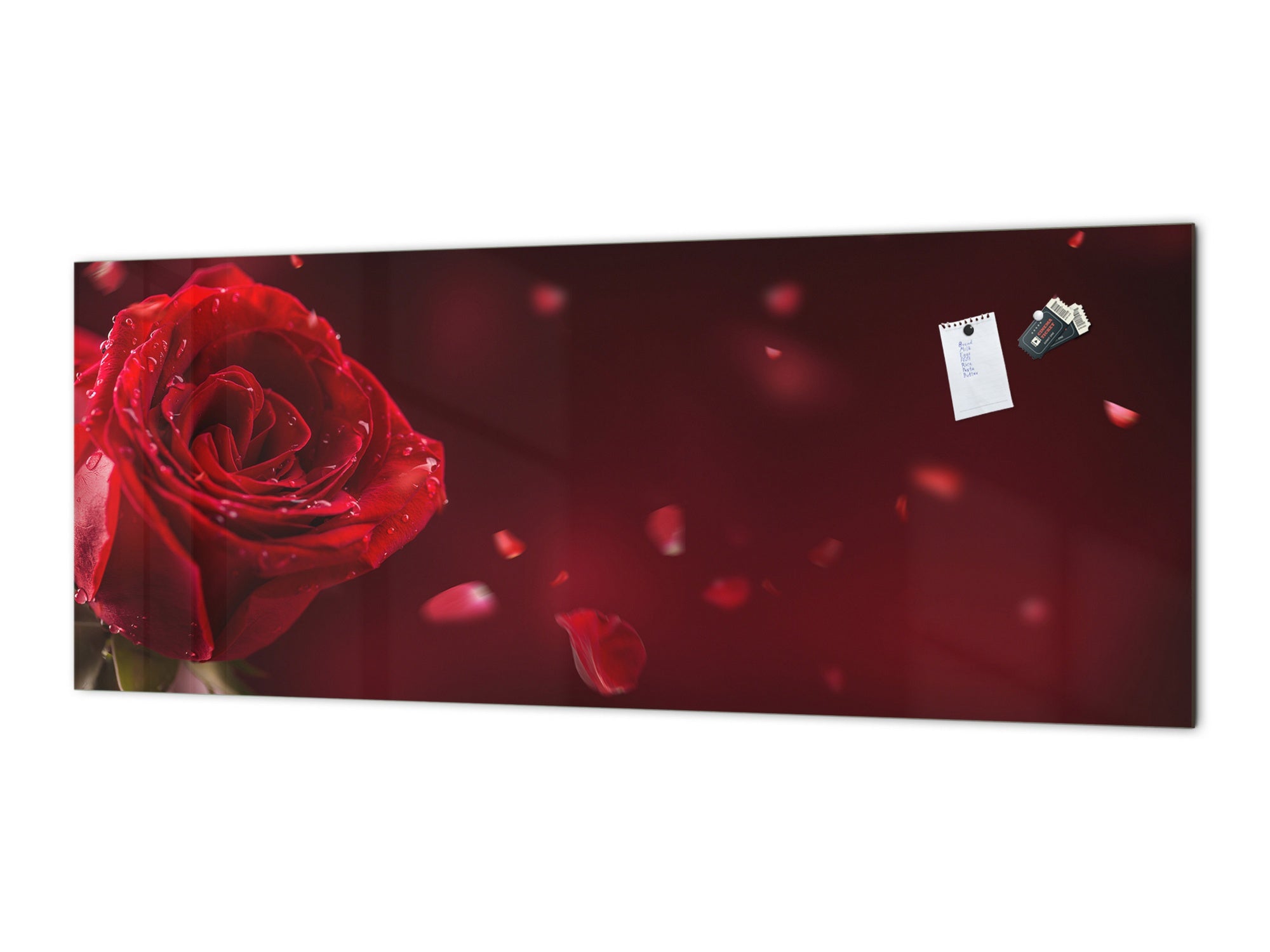 Design glass backsplash - Tempered Glass BBS29 w/wo magnetic properties splashback : Nature Series : Romantic red rose