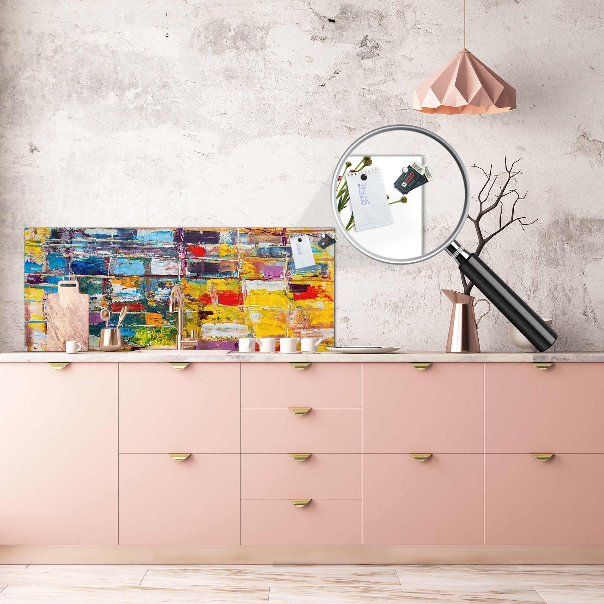 Contemporary glass kitchen panel - Wide format wall backsplash BBS30 w/wo magnetic properties : Art. Series : Abstract art background