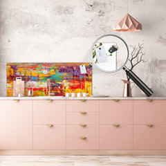 Contemporary glass kitchen panel - Wide format wall backsplash BBS30 w/wo magnetic properties : Art. Series : Abstract art background 2