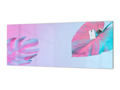 Design glass backsplash - Tempered Glass BBS29 splashback w/wo magnetic properties : Nature Series : Monstera deliciosa 1