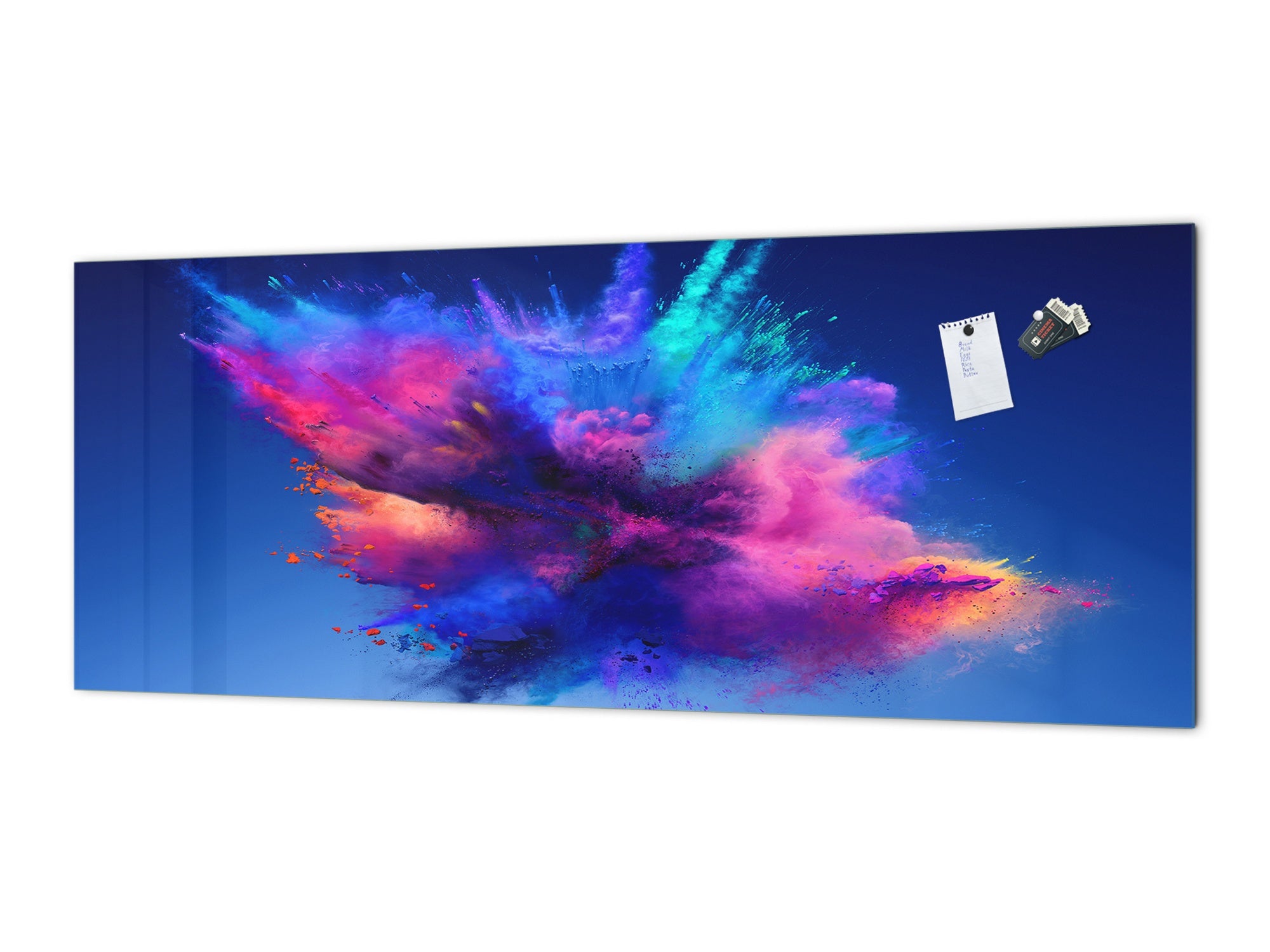 Contemporary glass kitchen panel - Wide format wall backsplash BBS30 w/wo magnetic properties : Art. Series : Colour explosion 2