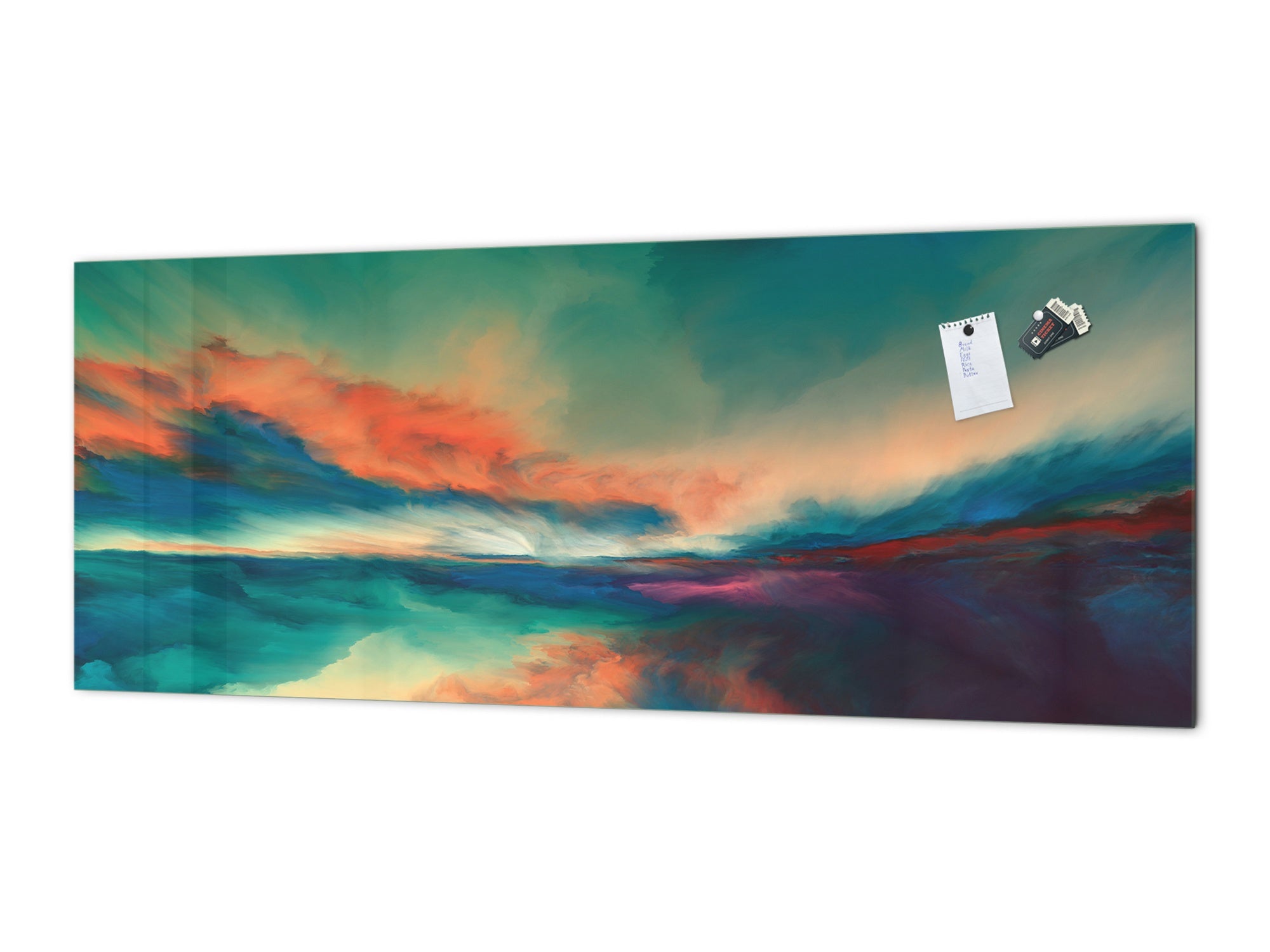 Contemporary glass kitchen panel - Wide format wall backsplash BBS30 w/wo magnetic properties : Art. Series : Colourful sunset