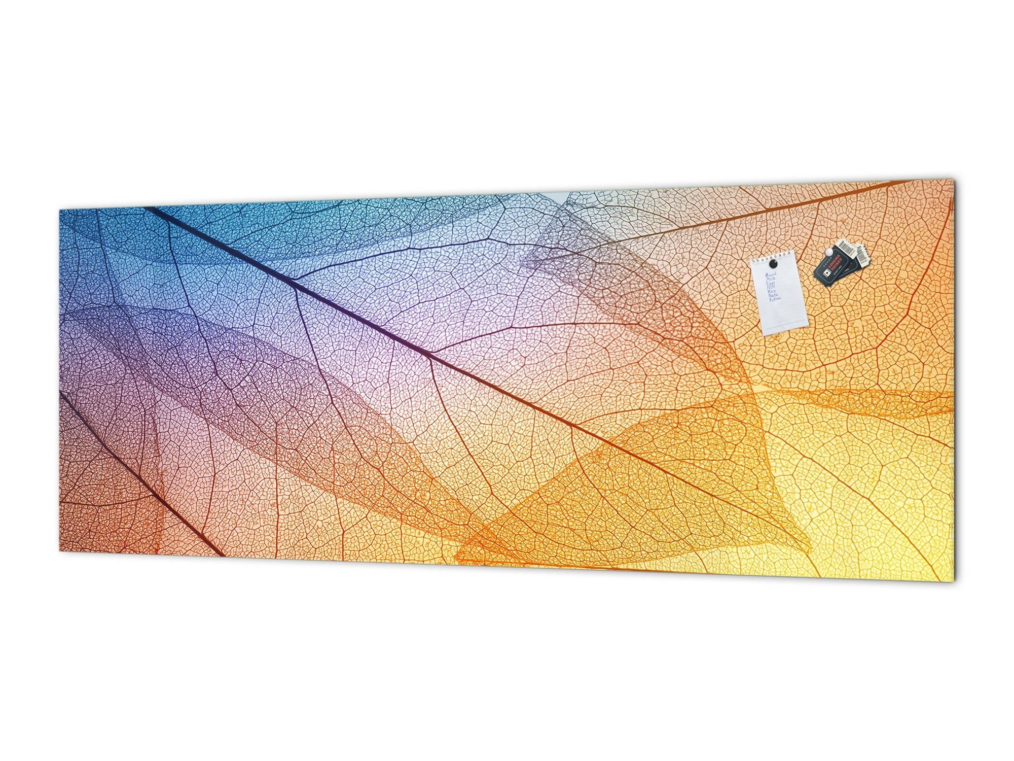 Design glass backsplash - Tempered Glass BBS29 splashback w/wo magnetic properties : Nature Series : Colourful transparent leaves