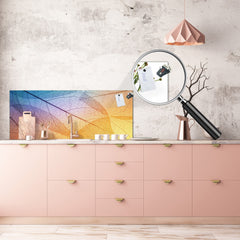 Design glass backsplash - Tempered Glass BBS29 splashback w/wo magnetic properties : Nature Series : Colourful transparent leaves