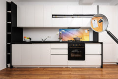 Design glass backsplash - Tempered Glass BBS29 splashback w/wo magnetic properties : Nature Series : Colourful transparent leaves