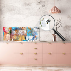 Contemporary glass kitchen panel - Wide format wall backsplash BBS30 w/wo magnetic properties : Art. Series : Abstract art background 3