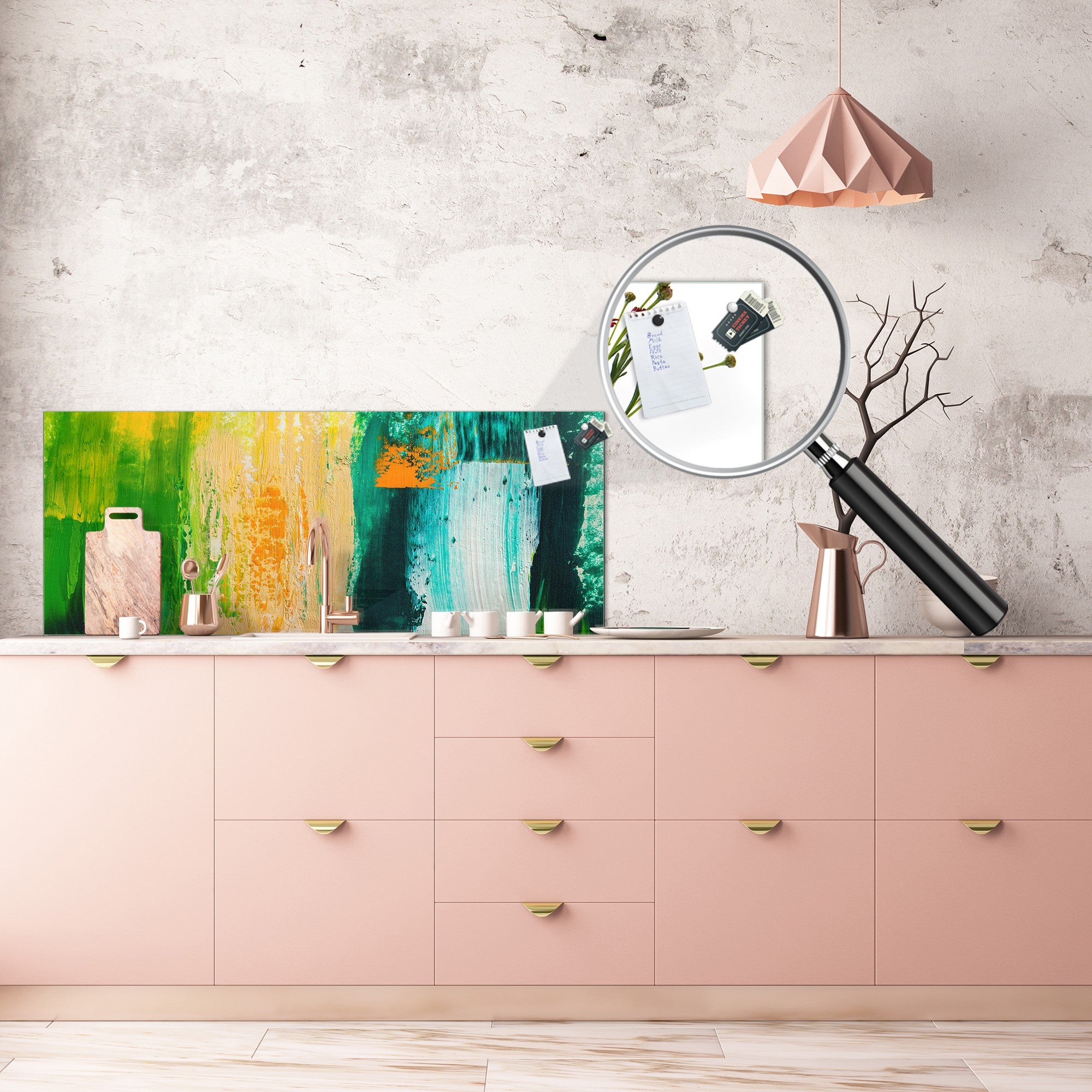 Contemporary glass kitchen panel - Wide format wall backsplash BBS30 w/wo magnetic properties : Art. Series : Abstract art background 4