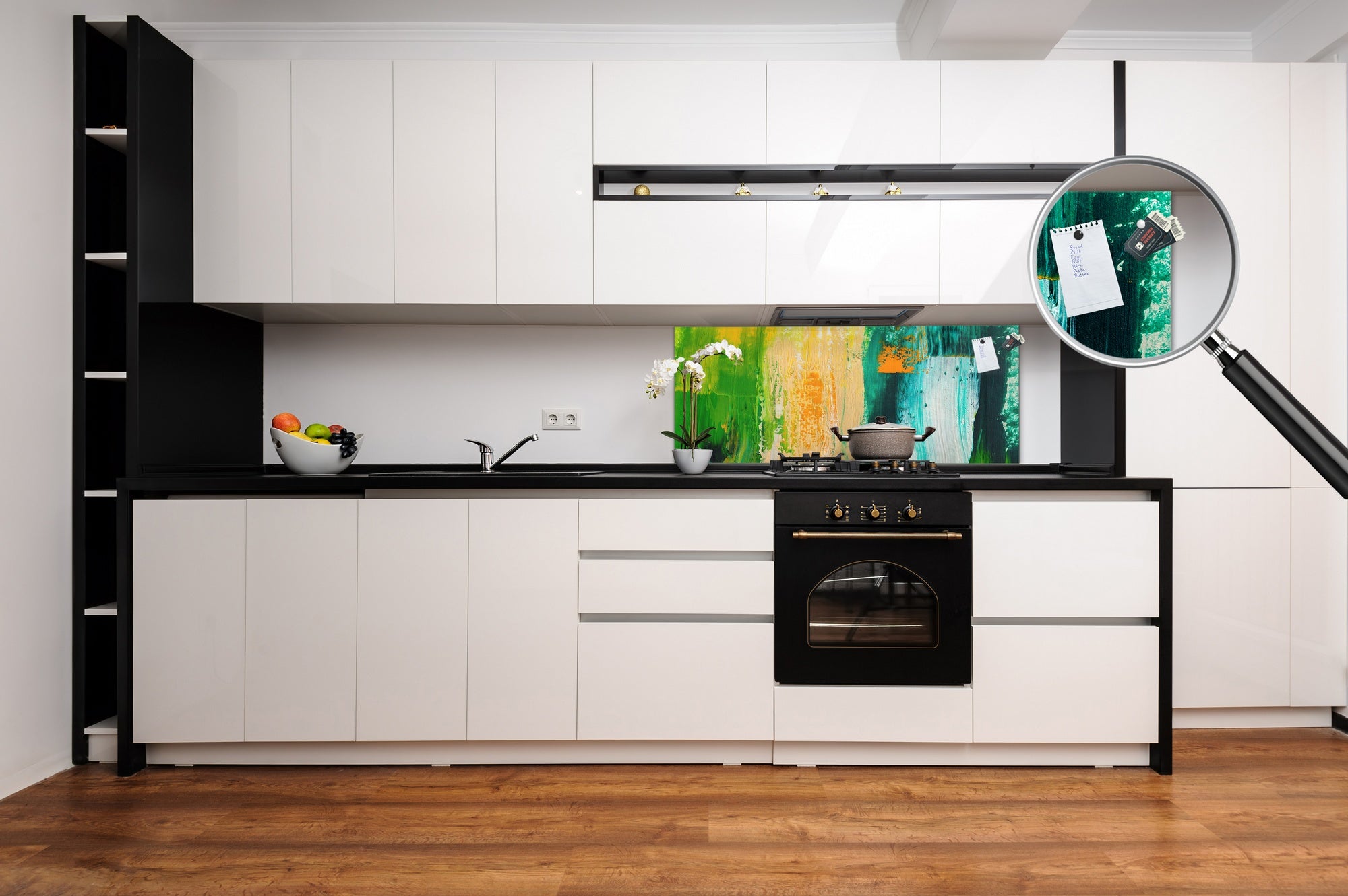 Contemporary glass kitchen panel - Wide format wall backsplash BBS30 w/wo magnetic properties : Art. Series : Abstract art background 4