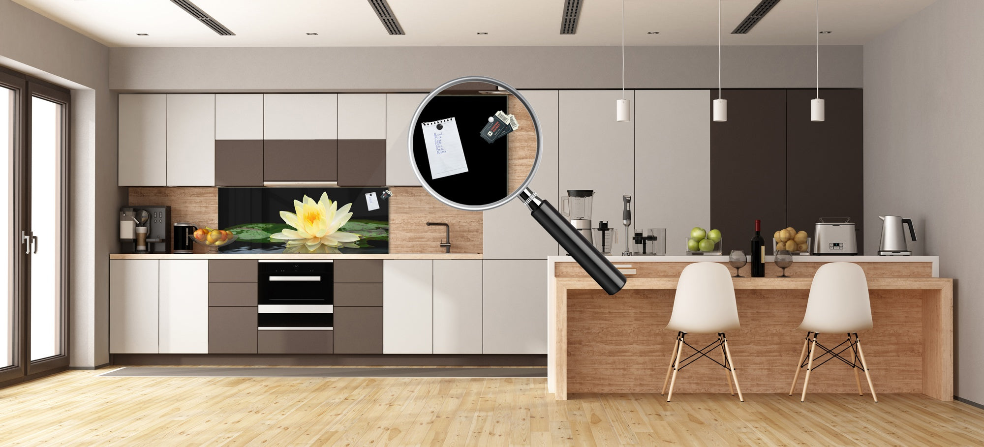 Design glass backsplash - Tempered Glass BBS29 splashback w/wo magnetic properties : Nature Series : Beautiful water lilly flower 2