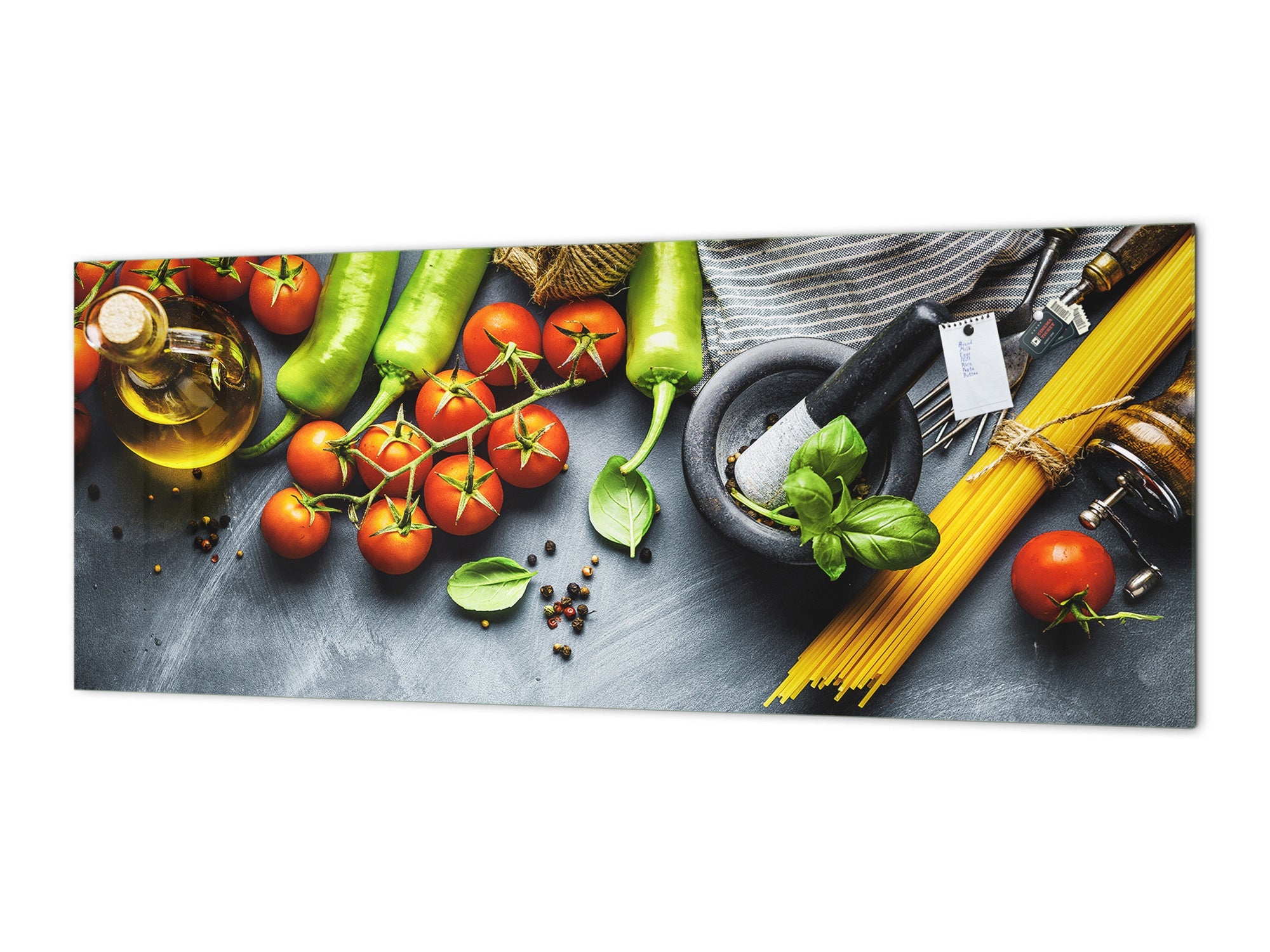 Toughened printed glass backsplash - Kitchen wall splashback BBS33 w/wo magnetic properties : Herbs and spices series : Italian cuisine