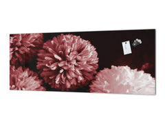 Design glass backsplash - Tempered Glass BBS29 splashback w/wo magnetic properties : Nature Series : Pink flower frame