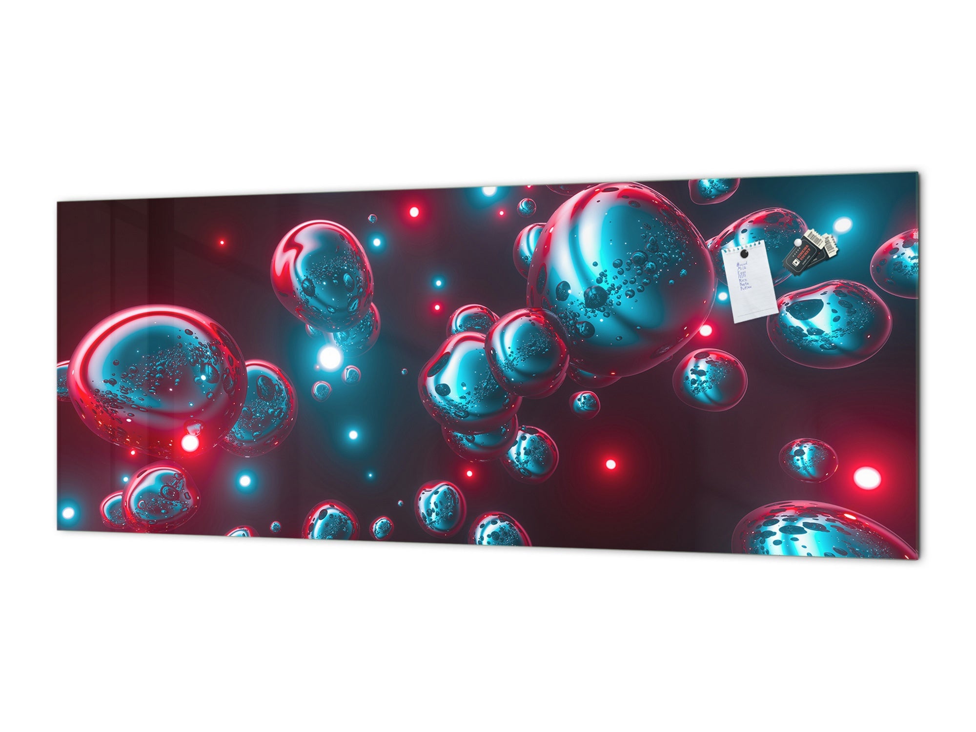 Stylish glass backsplash - Photo glass upstand BBS31 w/wo magnetic properties : Textures series : Holographic bubbles 1