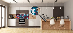 Stylish glass backsplash - Photo glass upstand BBS31 w/wo magnetic properties : Textures series : Holographic bubbles 1