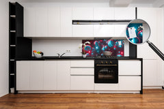 Stylish glass backsplash - Photo glass upstand BBS31 w/wo magnetic properties : Textures series : Holographic bubbles 1