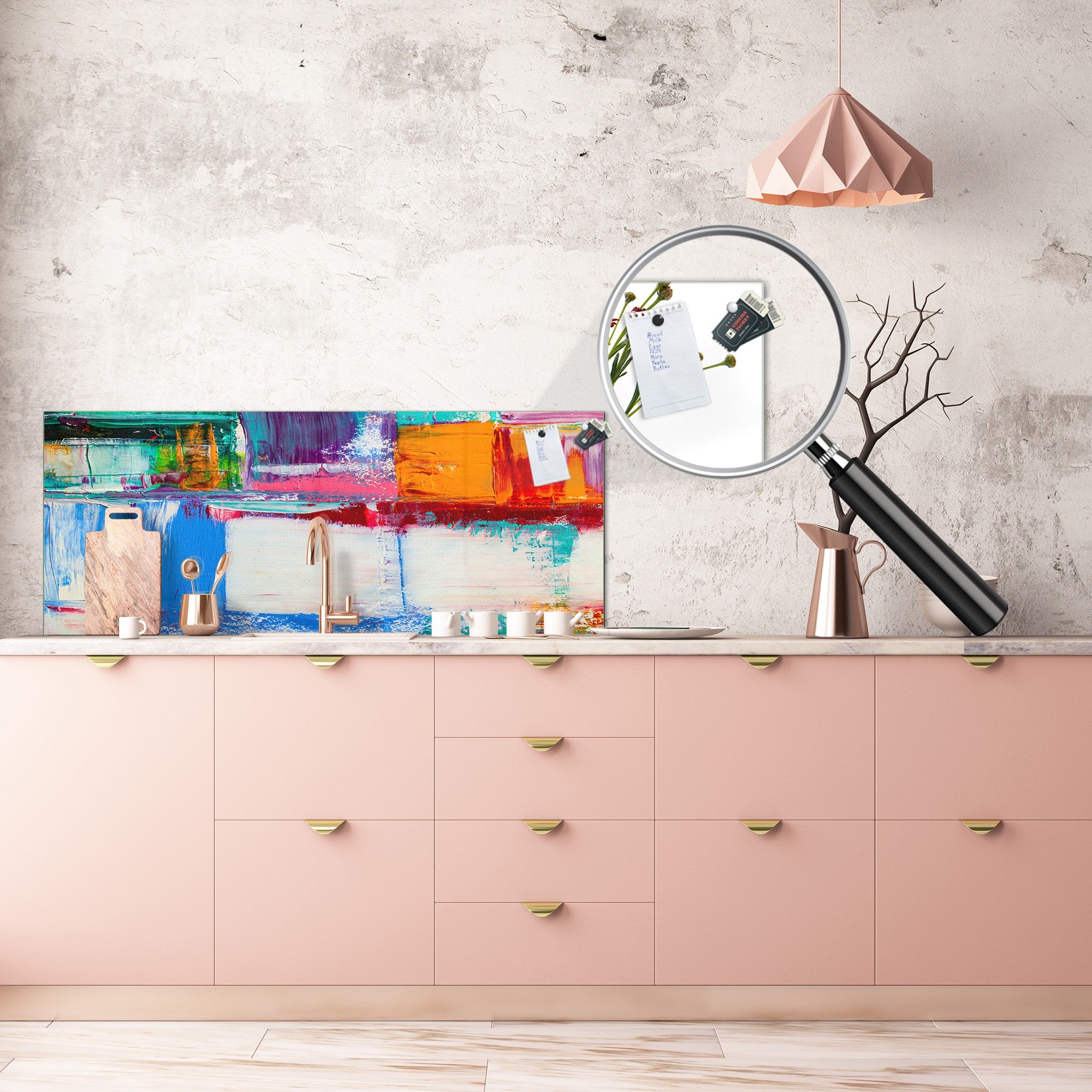 Contemporary glass kitchen panel - Wide format wall backsplash BBS30 w/wo magnetic properties : Art. Series : Abstract art background 5