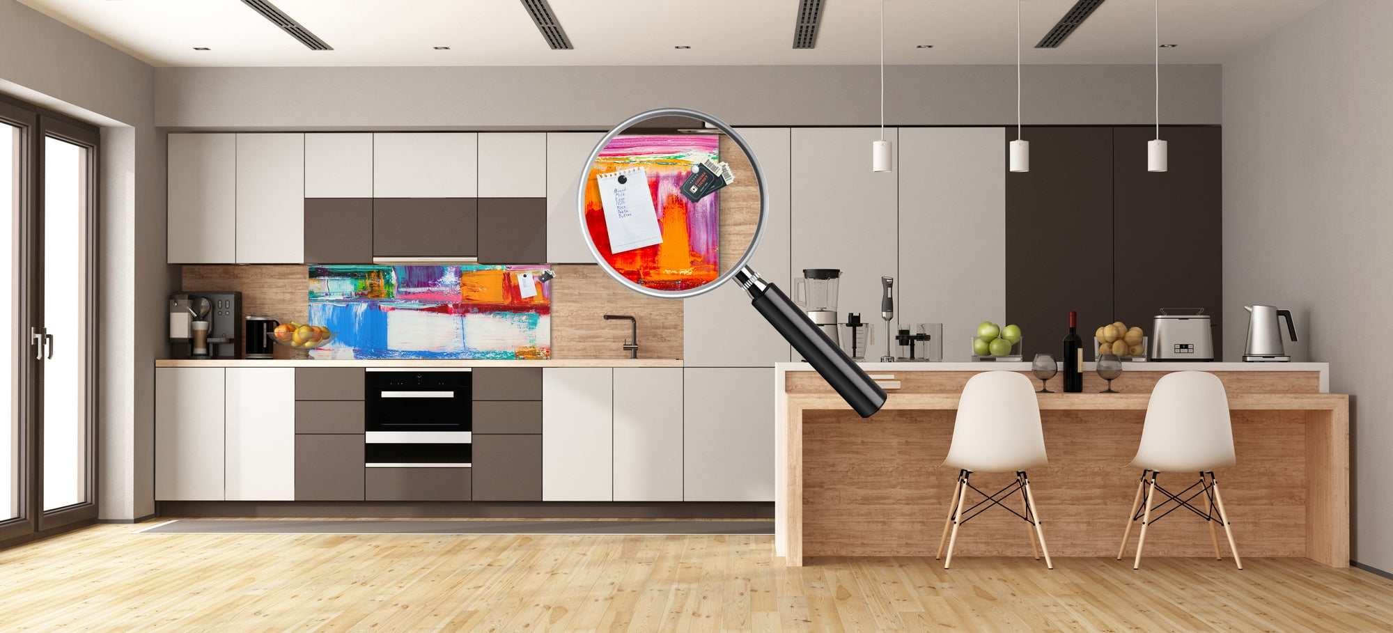 Contemporary glass kitchen panel - Wide format wall backsplash BBS30 w/wo magnetic properties : Art. Series : Abstract art background 5