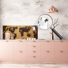 Toughened printed glass backsplash - Kitchen wall splashback BBS33 w/wo magnetic properties : Herbs and spices series : Coffee world map