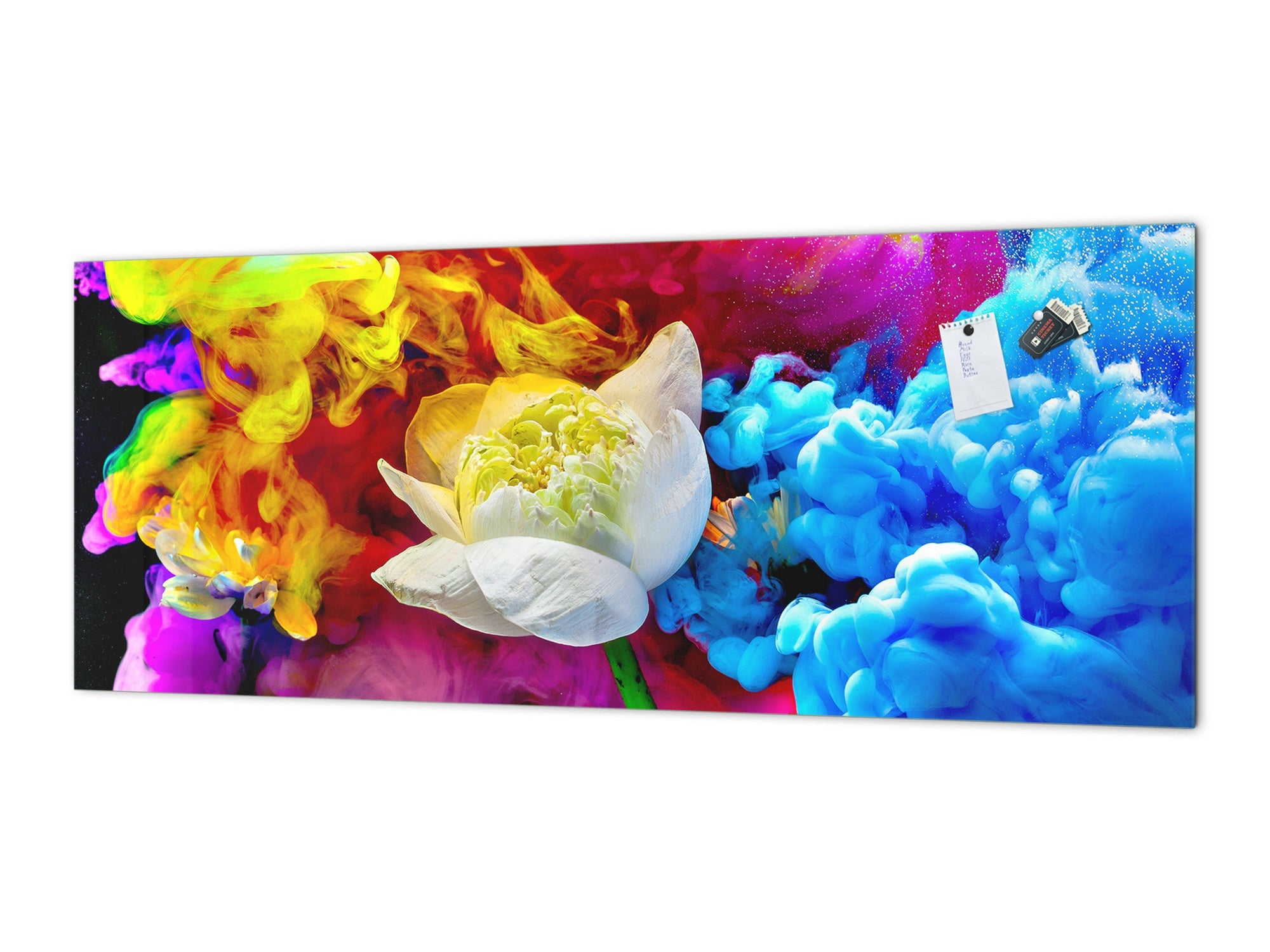 Contemporary glass kitchen panel - Wide format wall backsplash BBS30 w/wo magnetic properties : Art. Series : Lotus explosion
